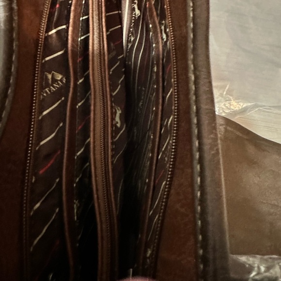 Montana West Brown Embroidered Women's Bag concealed carry section with wallet - Picture 11 of 11